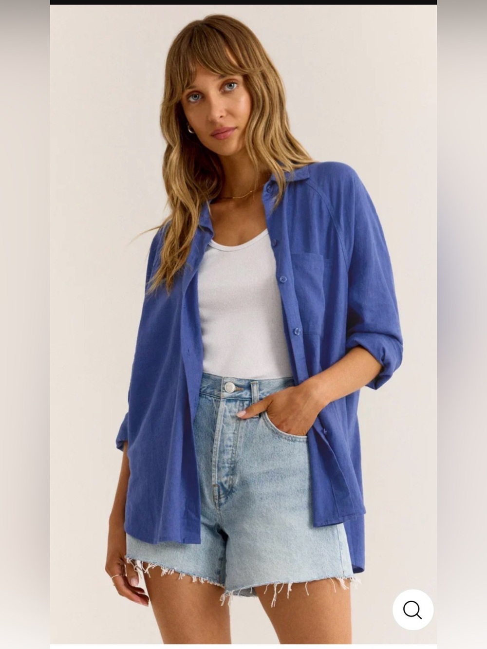 Z Supply The Perfect Linen Top Blue Wave
